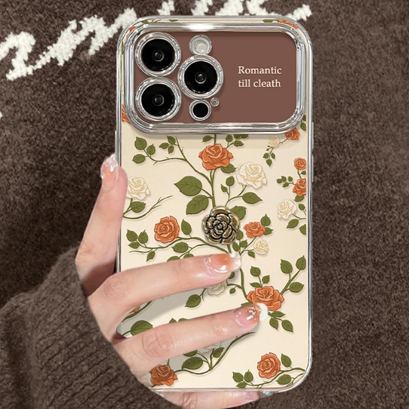 Stilvolle Handyhülle mit Rose für iphone 17 16 15 14 13 12 11 Pro Max Galvanisierte Hartschale
