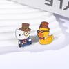 Cartoon Detective Yellow Duck Enamel Pins Funny White Cat Solving Mystery Animal Brooches Lapel Badge Jewelry Gifts for Friends