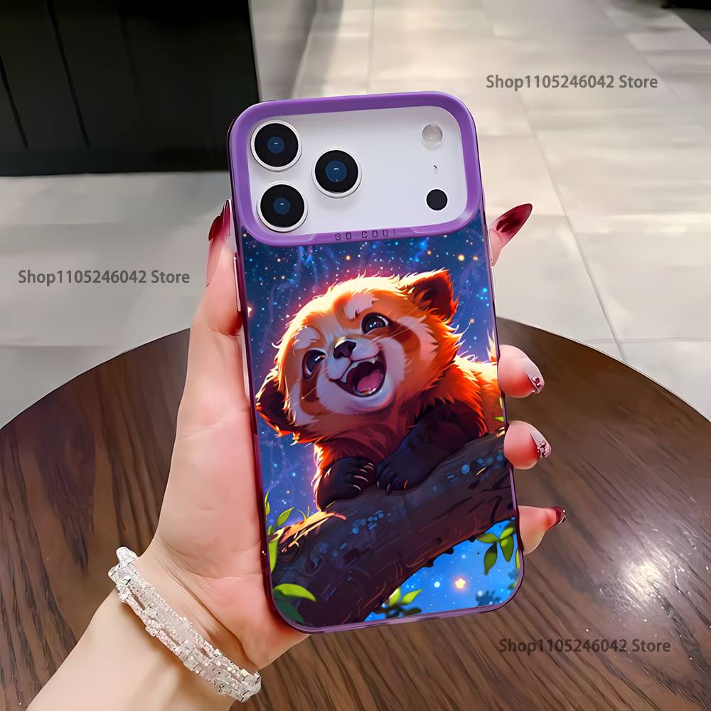 

Cute Red panda Animal Purple Matte Shockproof CoverPhone Case For iPhone 17,16,15,14,13,12,11,Pro,XS,Max,Plus,Mini,SE4,E iPhone15PROMAX