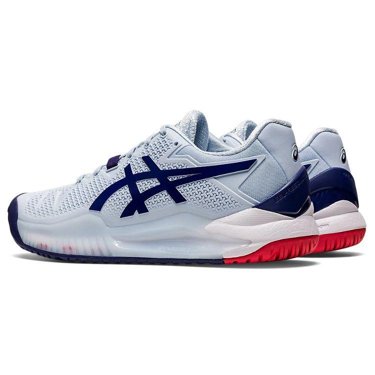 Asics Gel-Resolution 8 Comfortable Durable Low-Top Tennis Shoes Women sneaker Light-Blue 1042A072-407