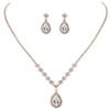Silver Pink Teardrop Zircon Jewelry Set Necklace Drop Earrings For Women Wedding Gift