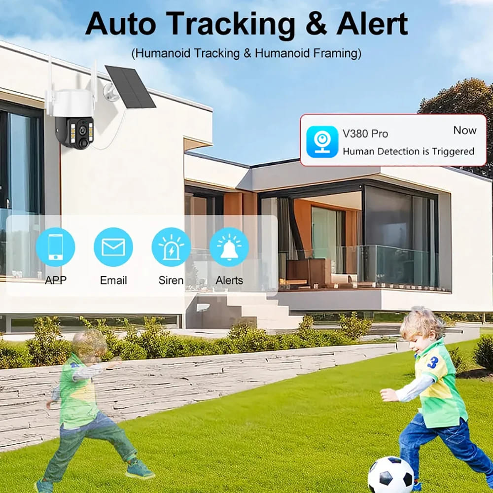 LS VISION Solar 4G SIM Card Smart Camera WiFi IP Outdoor Wireless Camara Waterproof CCTV Home Security Protection Built In Battery With Solar Panel