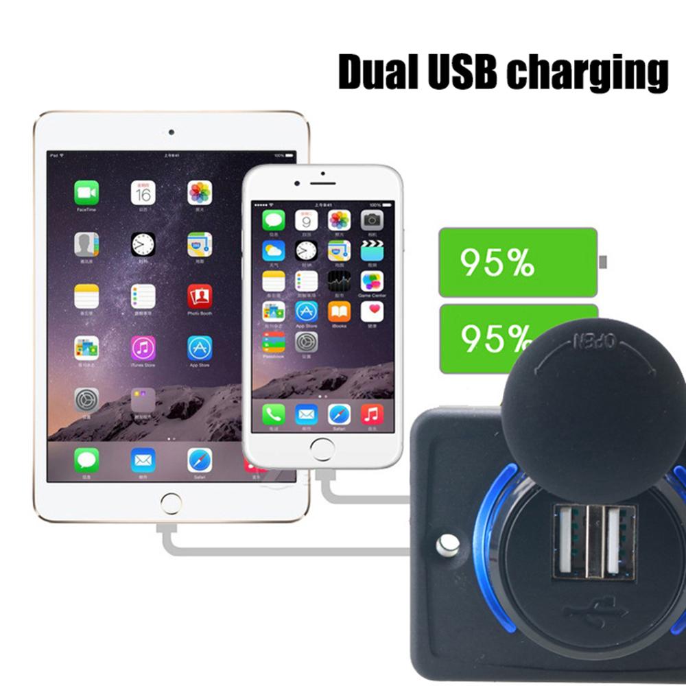 Car LED Aperture Car Charger Dual USB 3.1A 12/24V Power Adapter Outlet Universal USB Socket Plug For Car Auto Motorcycle Bus