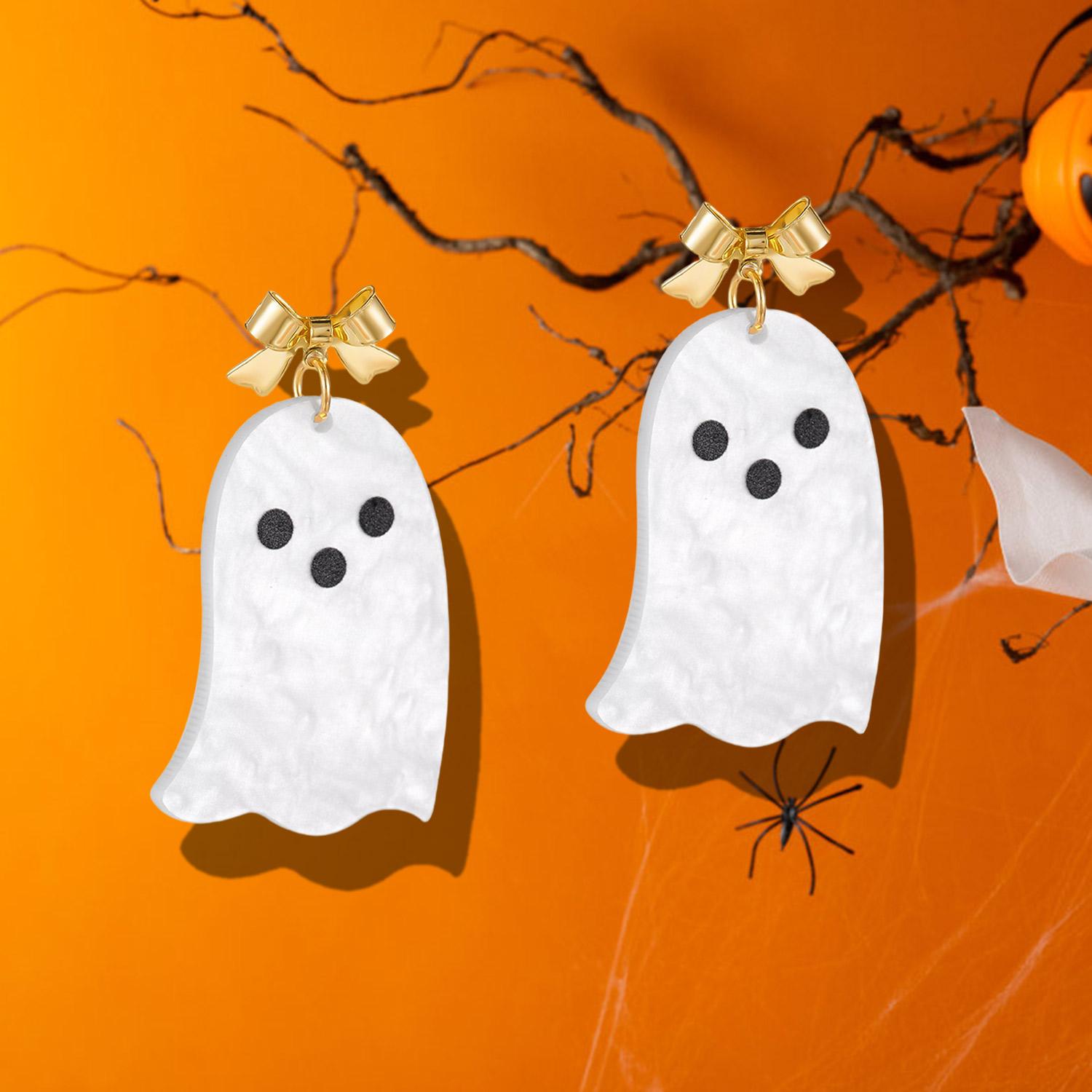 Halloween Cute Ghost Cartoon Ghost Earrings Stud for Women Long Tassel Earrings Festival Party Accessories Jewelry Gift