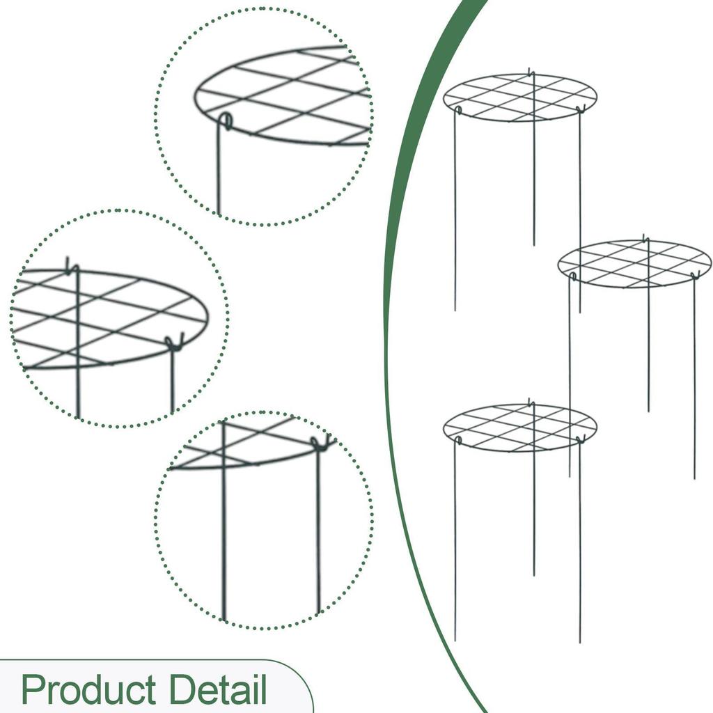 Heavy Duty Iron Plant Support Stakes Grow Through Hoops Rings Garden Plant Protection for Indoor Outdoor