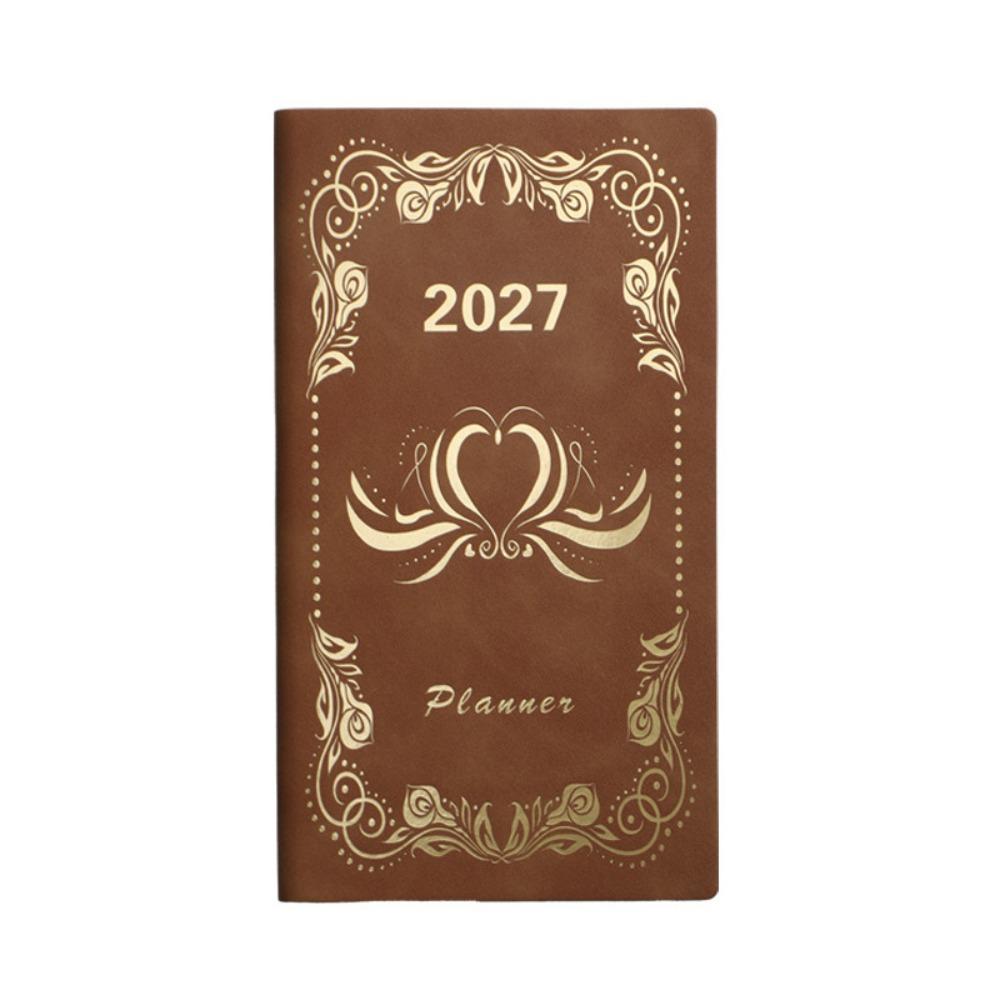 Wear-resistant 2027 Schedule Planner Notepad English Office Work Planner Student Brown Style B