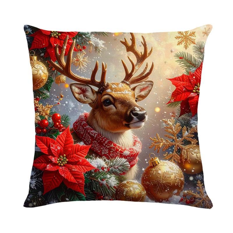 Christmas Pillow Cover Holiday Home Decoration Sofa Cushion Cover Printed Pillow Cover