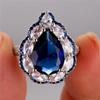 Luxus Big Water Drop Form Blau Kristall Zirkon Ring für Frauen Offene Einstellbare Ring Hochzeit Party Engagement Schmuck Geschenk