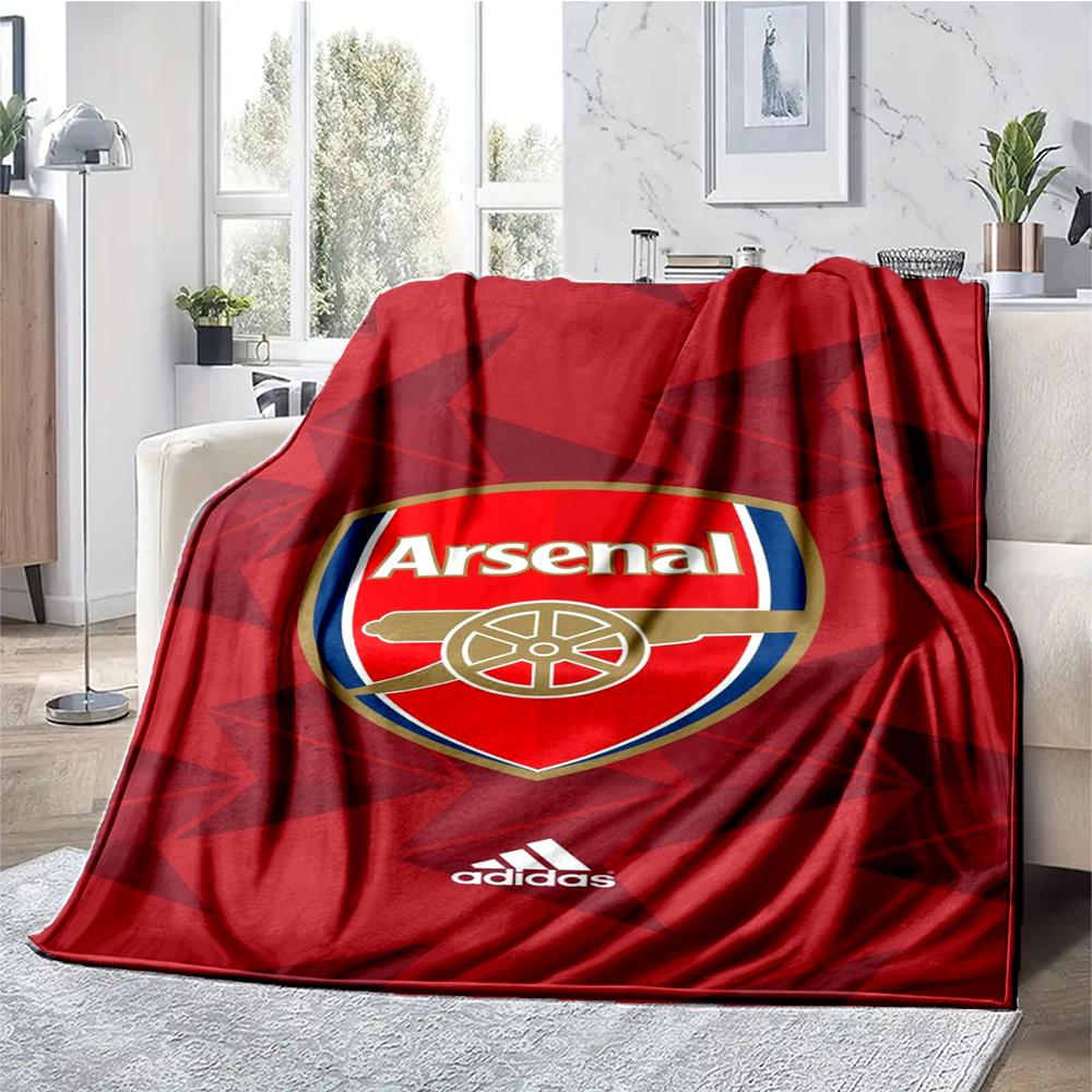 Coperta stampata a tema Arsenal Football Club - Perfetta per divano, letto, viaggi e uso all'aperto | Lavabile in lavatrice, accogliente e resistente.