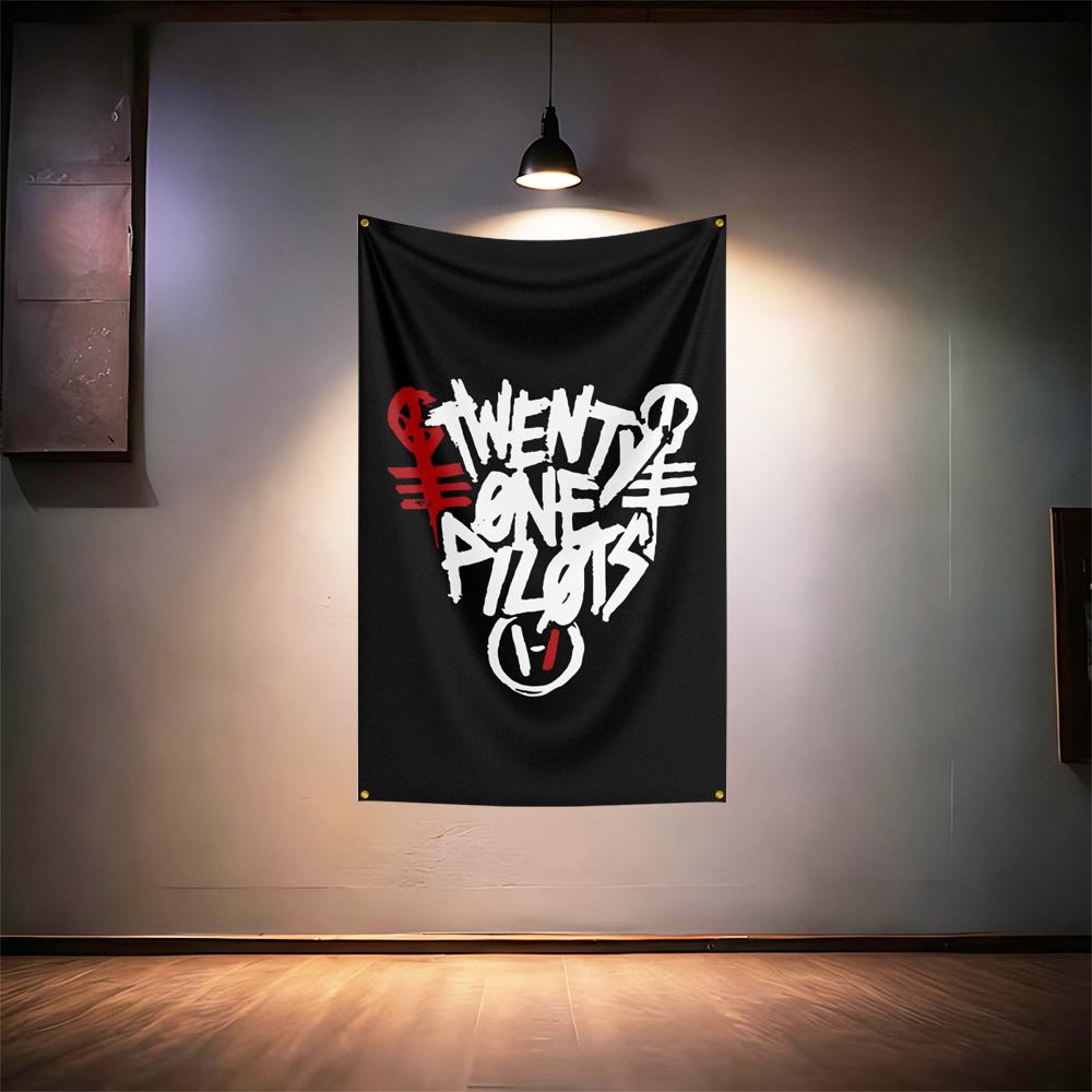 Rock Music Flag 3x5ft For Twenty One Pilots Fans Banner Hd Print Brass Grommet Garage Bedroom Living Room Dorm Wall Decor Tapest