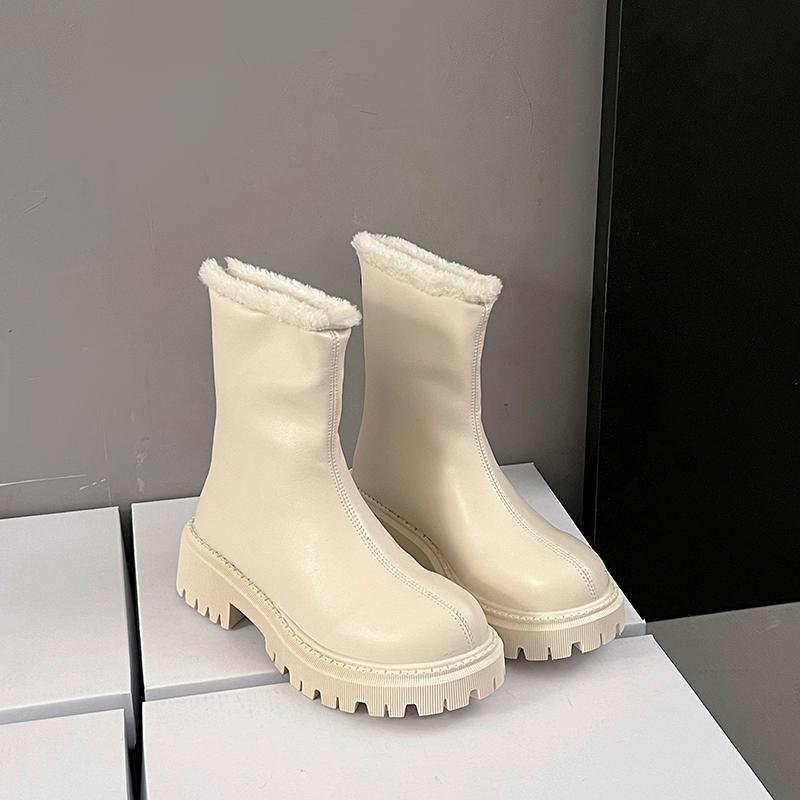 Fashion 2025 Winter Women Warm Plush Ankle Boots Comfort Big Size Shoes Concise Banquet Party Short Botas De Mujer