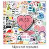 51 Waterproof Music Cartoon Stickers for Notebooks, Water Cups & Journals