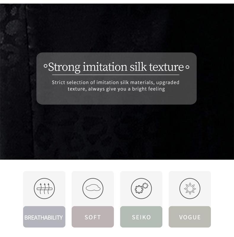 Women's Black Mid-Length Pajamas Cardigan, French Bathrobe, Long Sleeve Nightgown for Spring & Summer