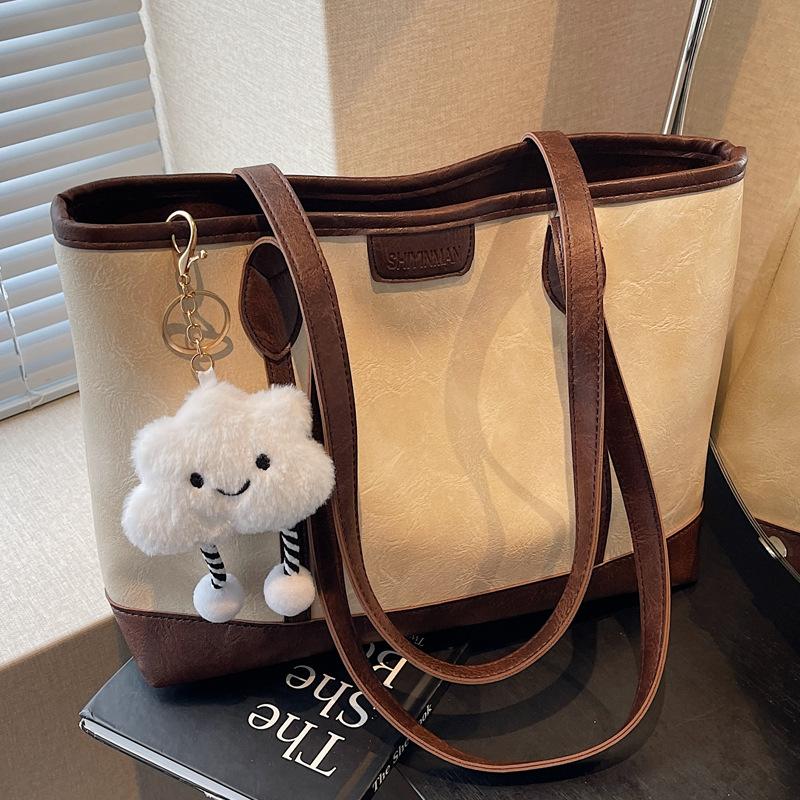 Foreign Single Women's Large-capacity Tote Bag 2025 New Retro Versatile Casual Shoulder Bag College Student Commuter Tote Bag