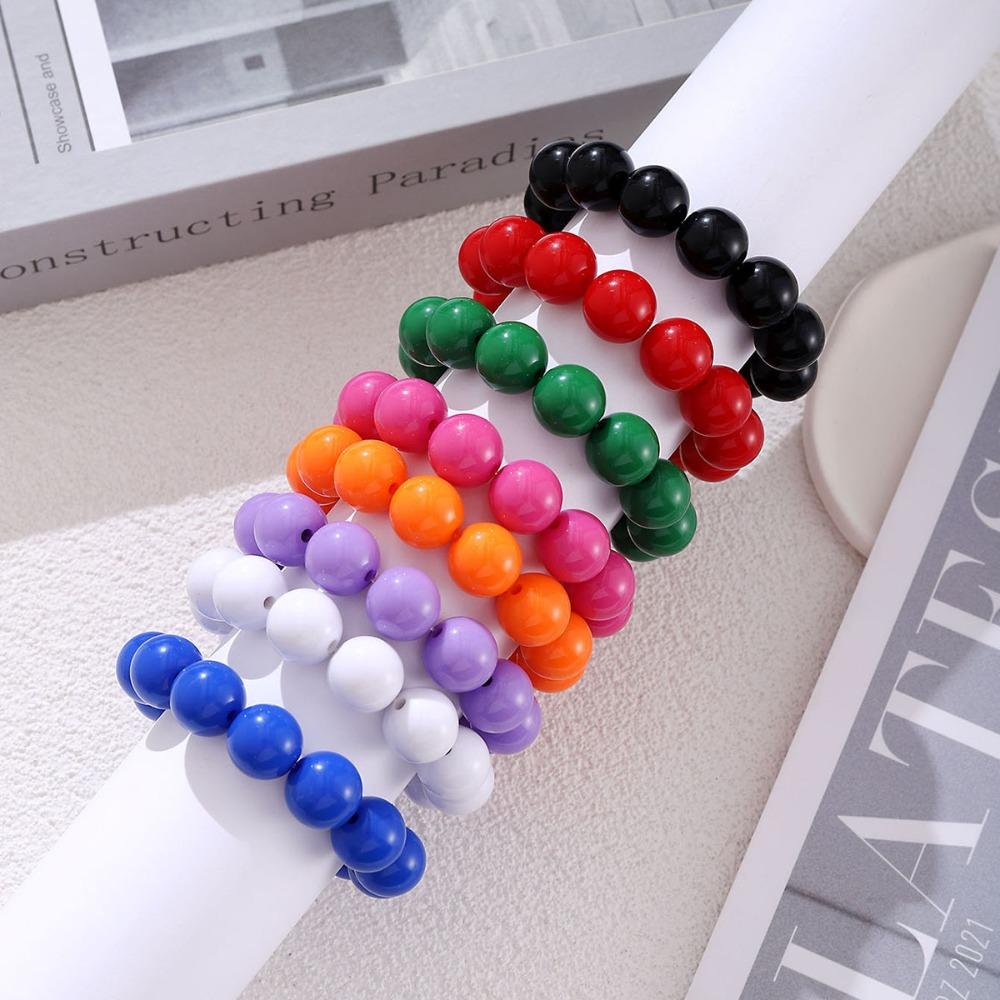 Round Big Bead Bracelet Plastic Stacked Bracelets Fashion Beaded Bracelet
