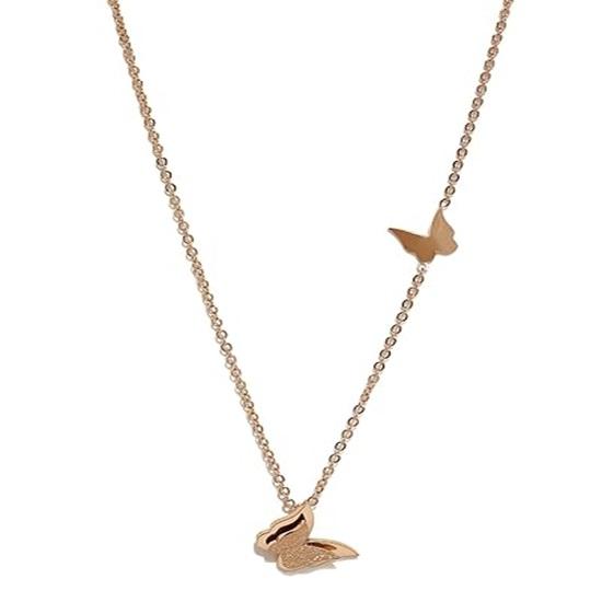 Rose Gold Stainless Steel Dual Butterfly Charm Pendant for Women