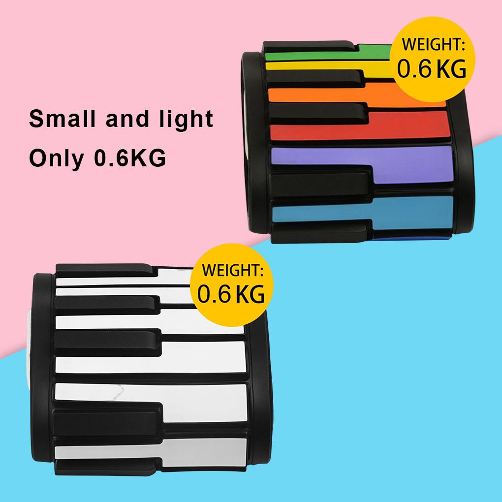 Portable 49 Keys Electronic Piano Rechargeable Children Flexible Roll Up Keyboard Musical Instrument Gift Colorful