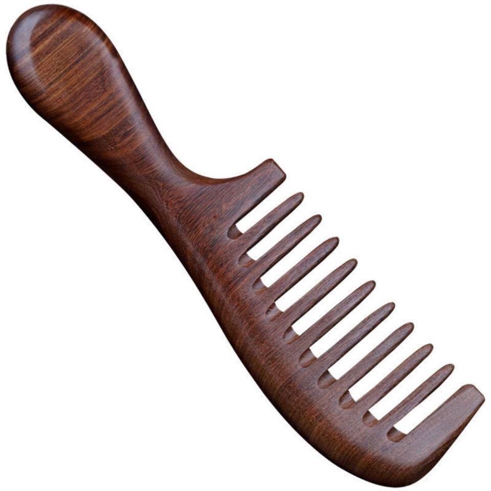 Sandalwood Anti-Static Curling Wide-Tooth Wooden Comb