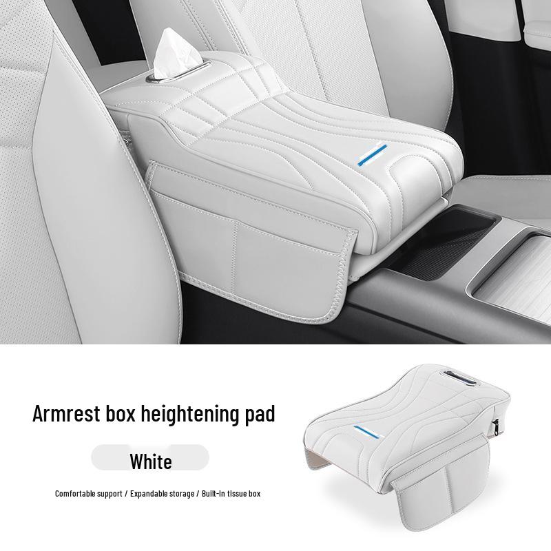 Car Armrest Heightening & Storage Pad with Tissue Box for Interior Decoration - Model z6x5x7plus
