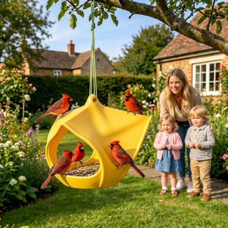 Plastic Hanging Bird Feeder Birdhouse Large Capacity Wild Bird Feeder Water-Resistant Weatherproof Bird Food Container