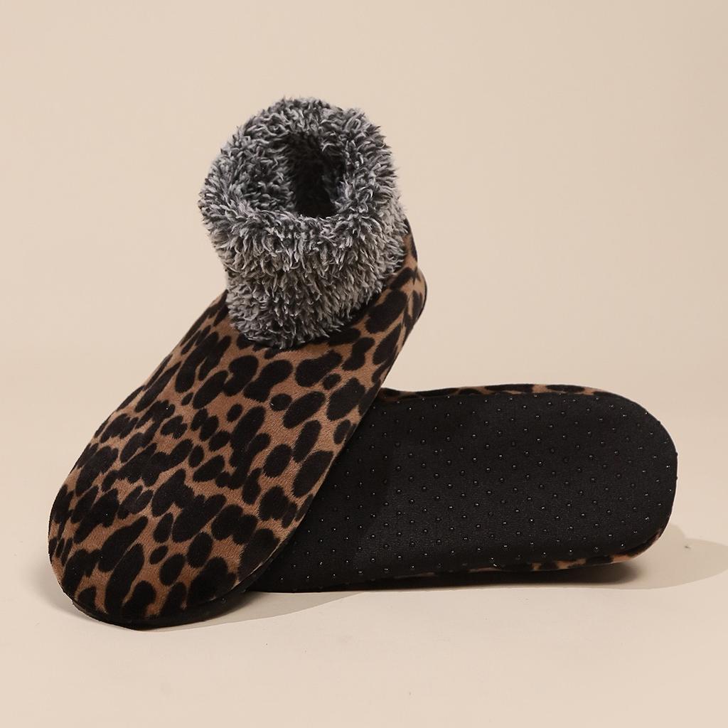 Women's Winter Warm Fleece Leopard Pattern Ankle Socks - Comfortable Indoor and Outdoor, Animal Pattern Home Casual Socks, Soft and Warm Floor Socks