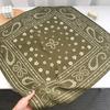 Korean Atmosphere Ins Retro Black Cashew Four-leaf Clover Small Square Scarf Women's Soft Silk Hair Feel Scarf Scarf Scarf
