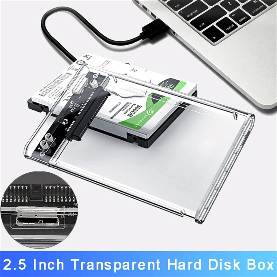USB External HDD Case 5Gbps 2.5 Inch Transparent Hard Disk Case Hard Drive Enclosure SATA HDD SSD Storage Case for Laptop PC
