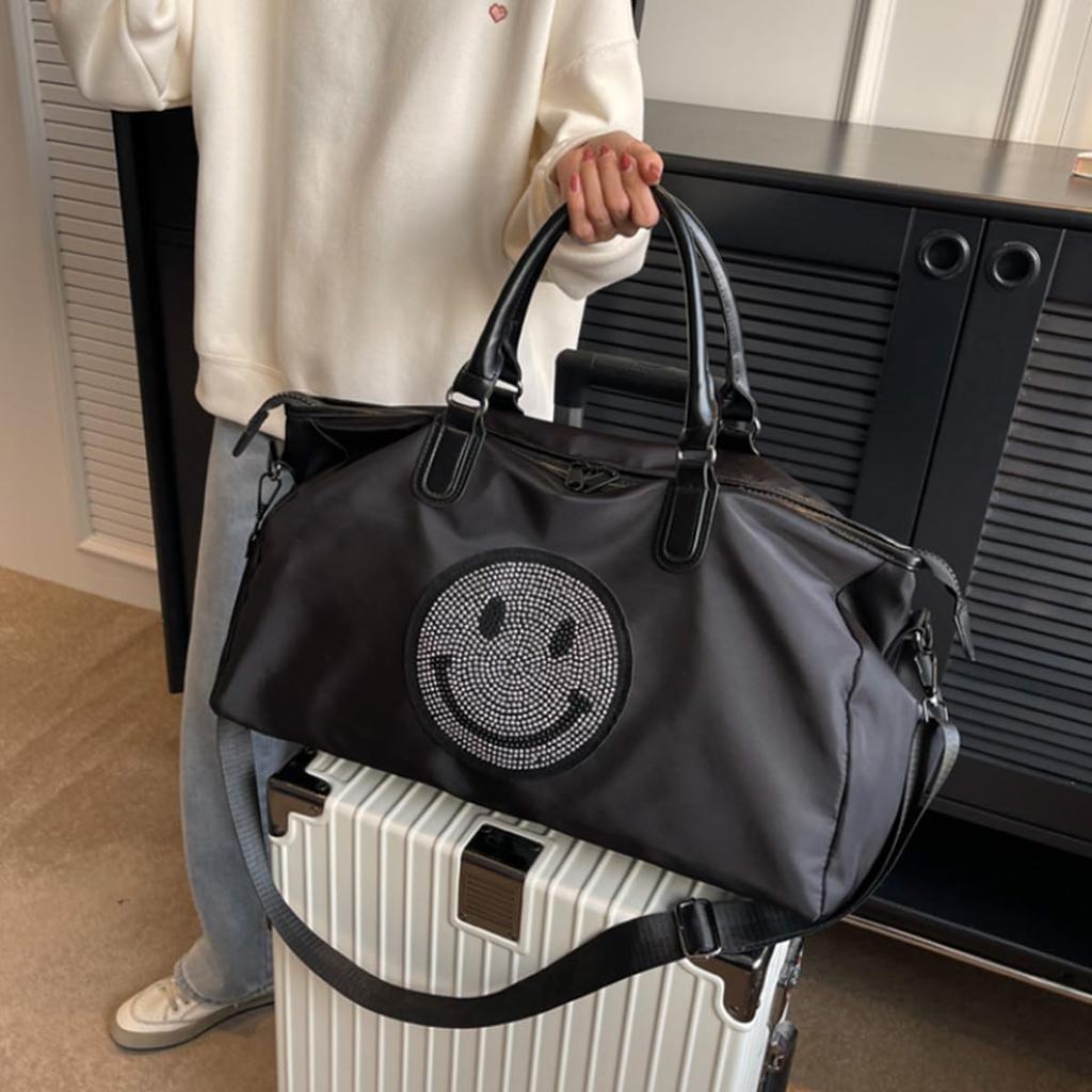 Boston Bag Shoulder Bag Large Capacity Travel Bag Gym Bag Waterproof Travel Handbag Outdoor Smile Boston Women's