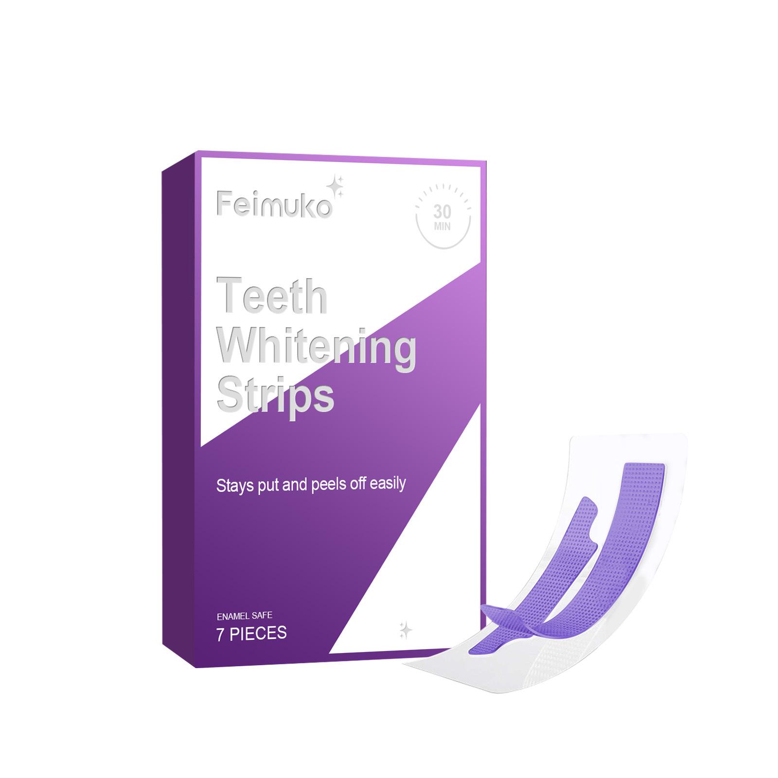 Feimuko Purple Teeth Whitening Strips - Gentle Stain Removal & Brightening for Daily Oral Care