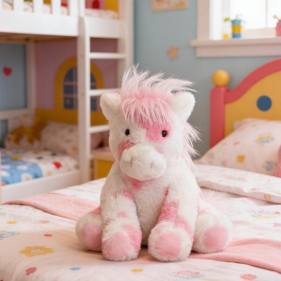 Little Pony Plush Toy Soft Fluffy Stuffed Animal with Big Bright Eyes Realistic Cute Pony Doll for Kids Adults