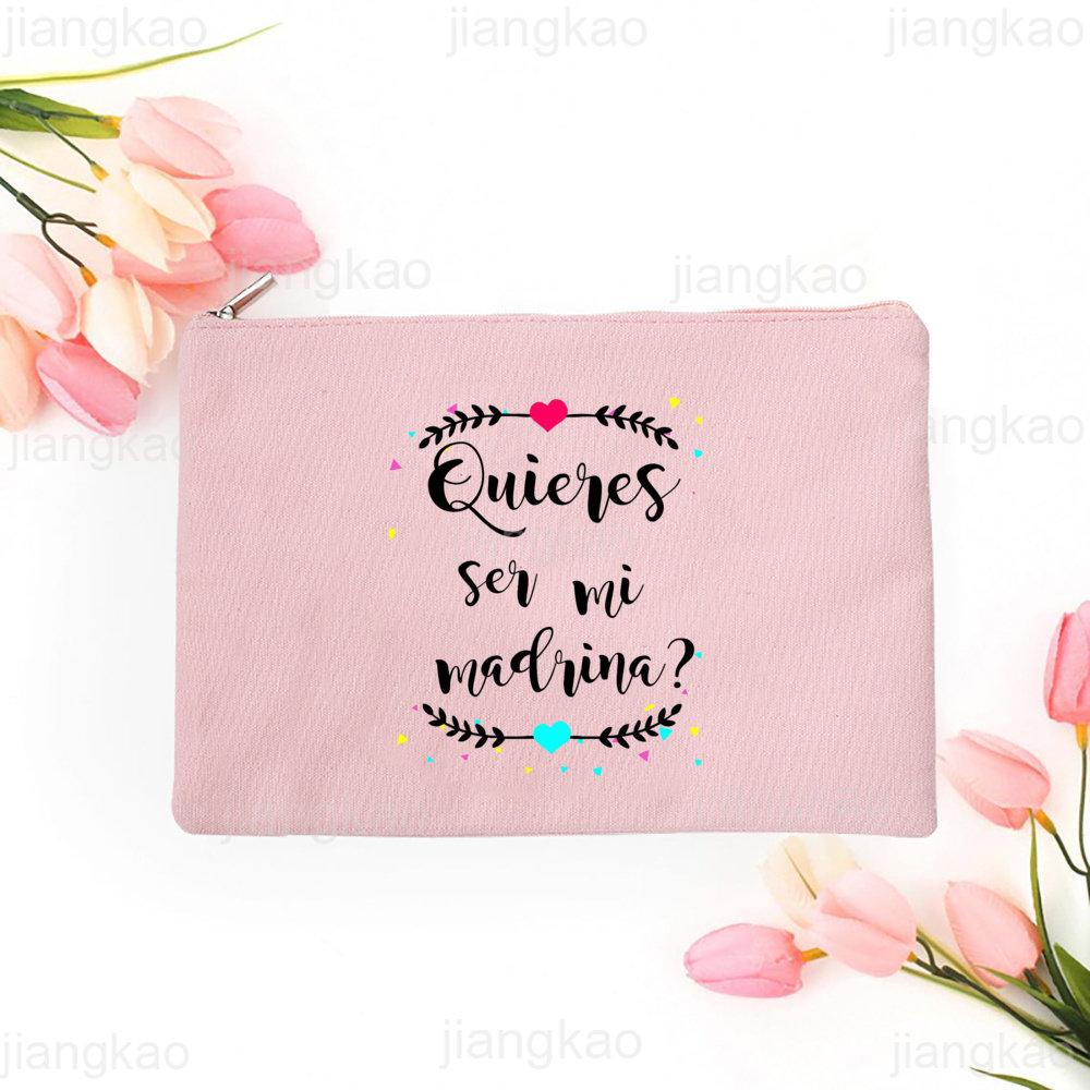 Best Godmother In World Print Make Up Bag Women Travel Neceser Cosmetic Bag Travel Toiletry Organizer Zipper Pouch Madrina Gifts