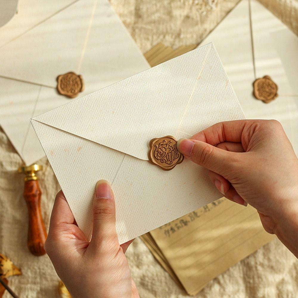 10Pcs Linen Texture Blessing Thank Envelope Invitation Card Sheepskin Envelope  Teachers' Day
