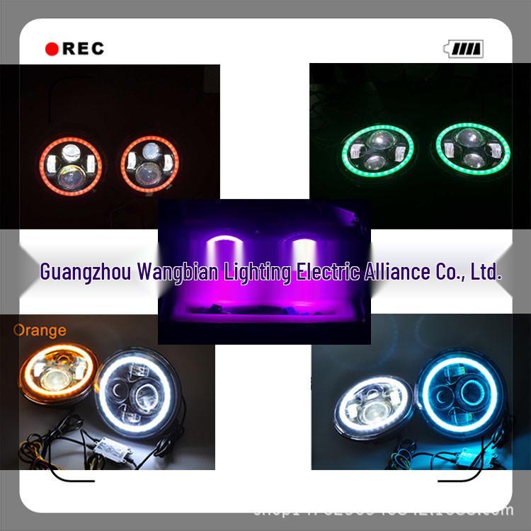 

7-дюймовые 40 Вт светодиодные фары с кольцевым ДХО для JEEP Wrangler Aluminum