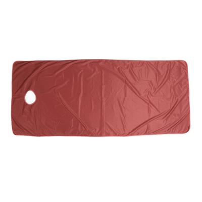 Prostěradlo na masážní stůl s otvorem Cameo hnědé kosmetický salon SPA teplé silné krátký plyš potah na postelové prostěradlo