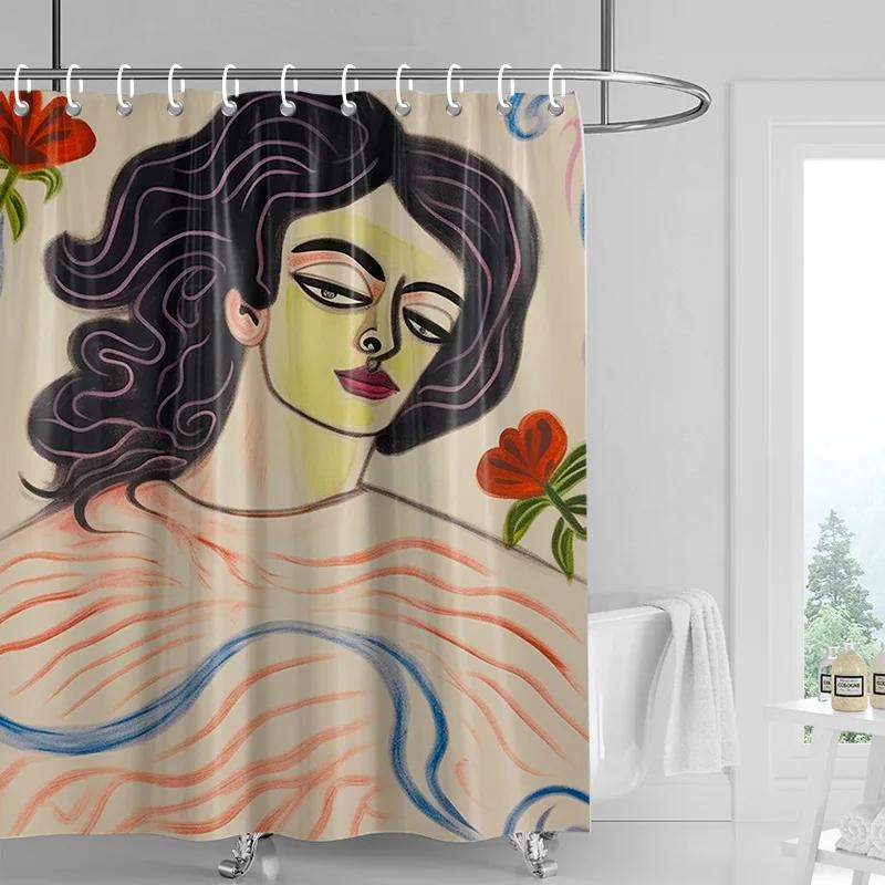 

Abstract Art Shower Curtain, Waterproof & Mildew-Resistant Bath Curtain With Unique Design For Modern Home Decor W60H190(CM)-1 Pcs