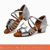 Girls' White Bow Latin Dance Shoes - Soft Sole, Mid-Heel for Cha-Cha and Standard Practices