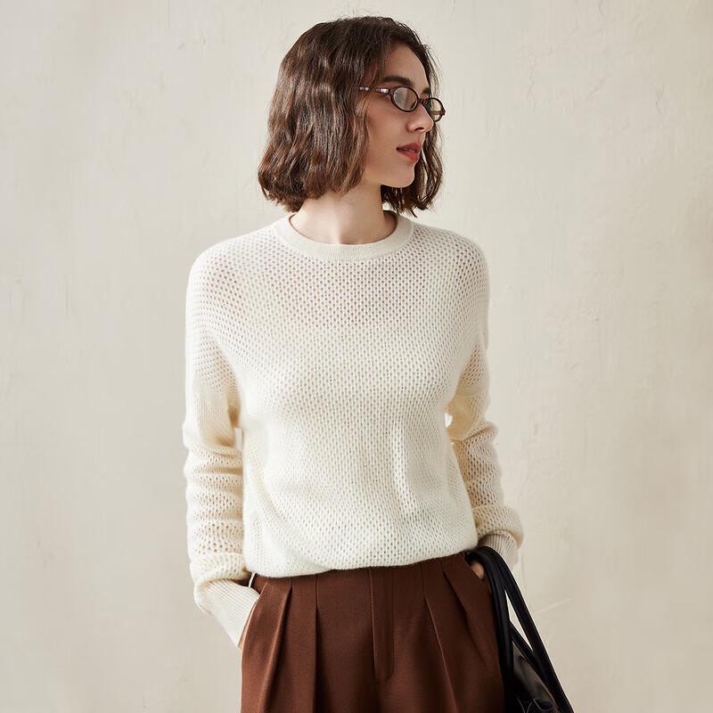 Komon Boca Women's Loose Fit Round Neck Cashmere Sweater