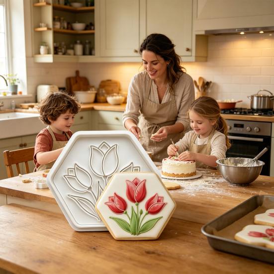 Flower Cookie Cutter Sunflower Rose Tulip Shape Biscuits Molds for Baking Fondant Pastry Biscuit Clay DIY Molds Gifts for Mother's Day Valentine's Day