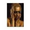 African Women Canvas Painting Black Gold Woman Poster and Prints Scandinavian Wall Art Picture for Home Decor Living Room Mural
