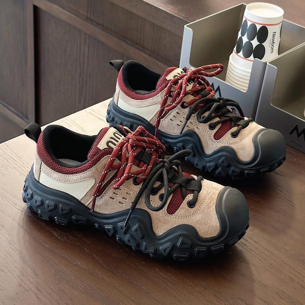 2025 autumn new anti-collision hiking shoes hiking casual shoes women's platform heightening sports outdoor ugly cute dad shoes