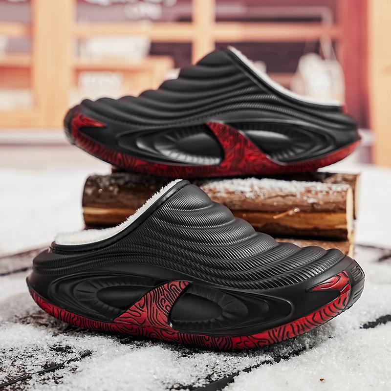 Men Warm Winter Cotton Shoes Women Warm Fur Home Slippers EVA Non-Slip Plush Slippers Indoor Couple Thick Sole Footwear Slides