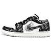 Air Jordan 1 Abrasion Resistant Low Top Vintage Basketball Shoes Unisex Black White FQ7687-300(Team1053-)