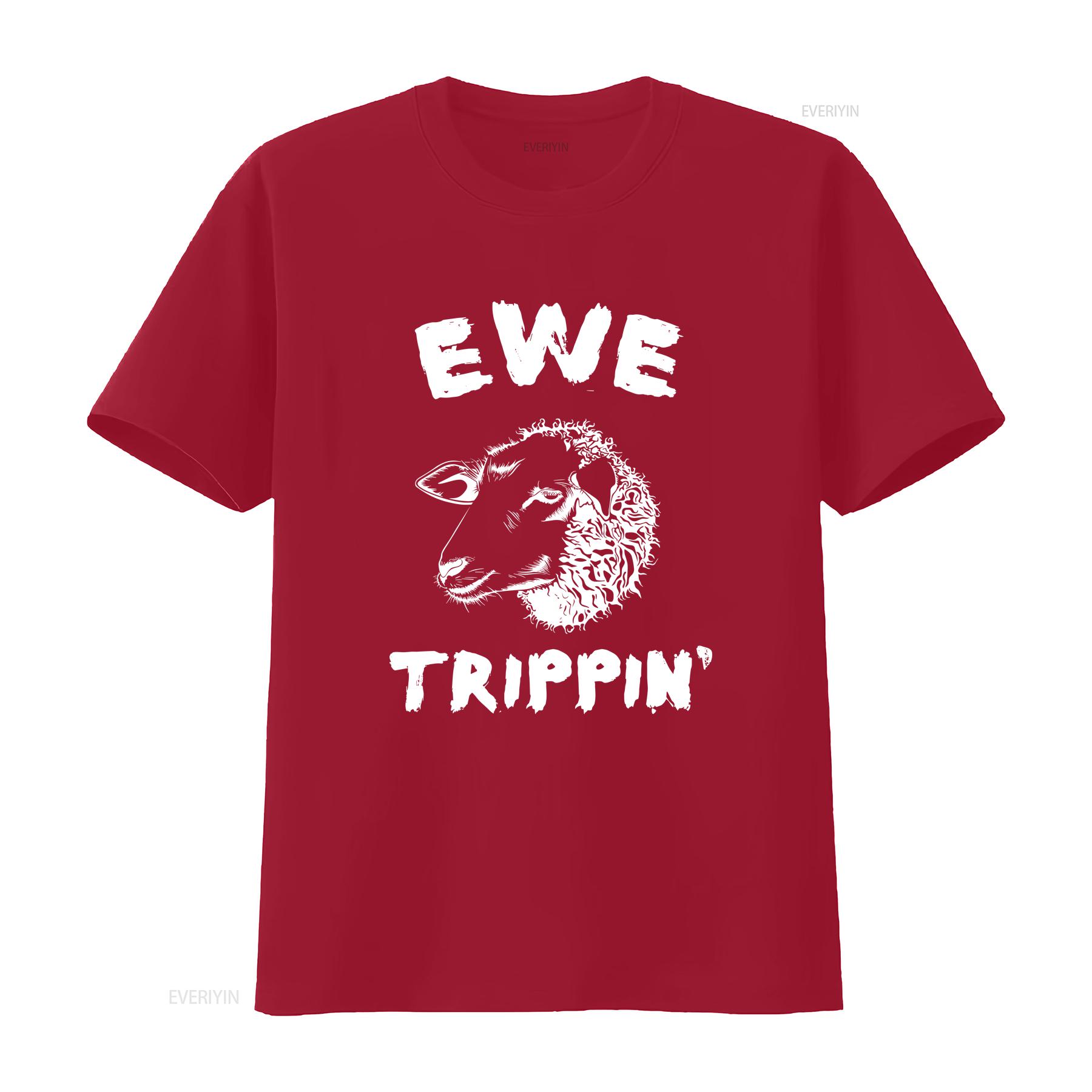 funny sheep lover tee farmer t shirt gift for ewe trippin Silly themed clothing friend vintage Washed Unisex Comfortable S