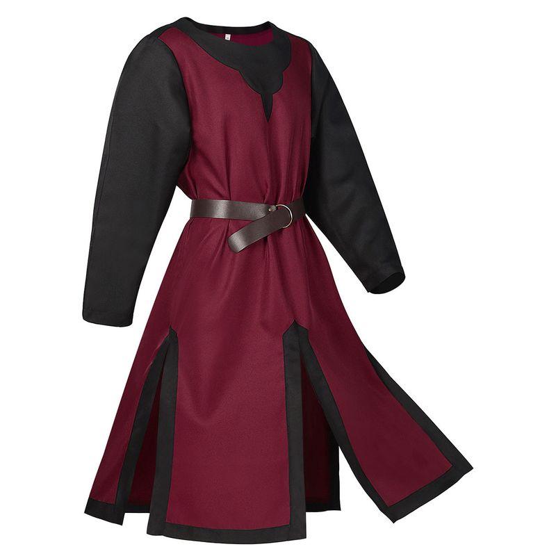 Amazon Foreign Trade Halloween Costume Wish Medieval Tunic Au8689 Slit Patchwork Men's Top