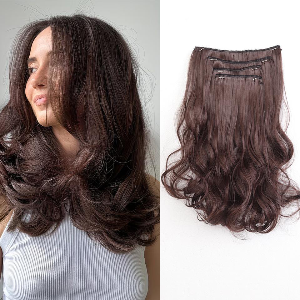4Pcs Clip In Hair Extensions Invisible Thick Synthetic Hair Clip Extensions for Women Soft and Easy Installation Hair Piece Clip