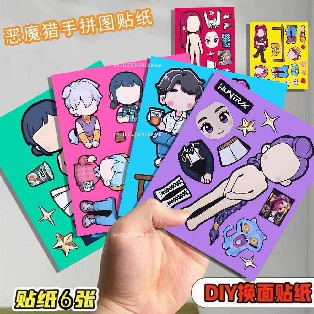 6Pcs/set Anime KPop Demon Hunters Stickers Demon Hunters Tiger DIY Scrapbooking Phone Luggage Skateboard Waterproof