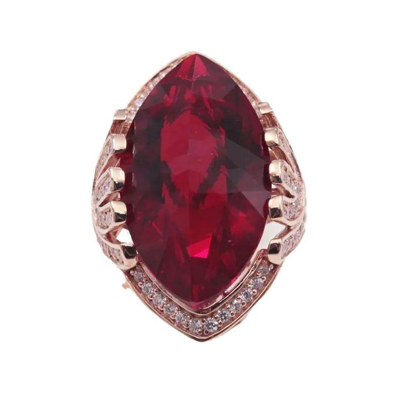 Lila Gold Rhombus Rubin Ring Temperament Mode Luxus Roségold Zirkon Überzogener Ring Schmuck