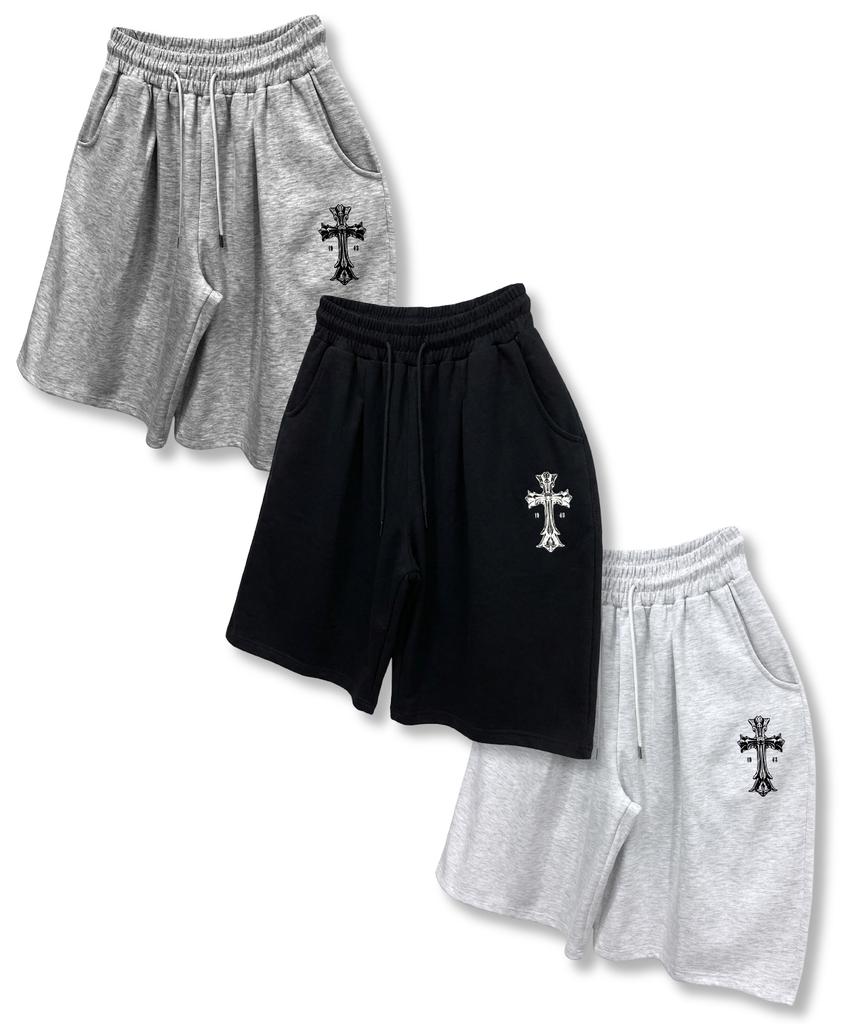 Damiswi Gothic Cross Wide Bermuda Shorts_Gray