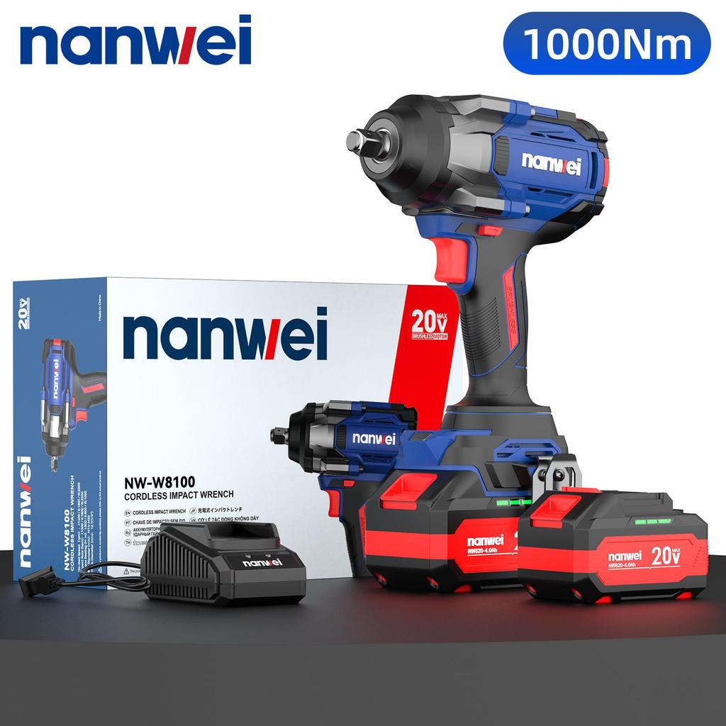 1000N NANWEI Electric Impact Wrench, size 1/2, adjustable torque 500N/800N/1000N, max. speed 2300 rpm