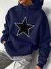 Trendy street style hip-hop style loose top with five-pointed star print men's hooded sweatshirt for autumn and winter casual wear